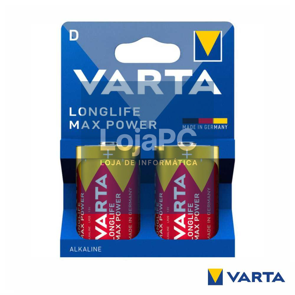 Pilha Alcalina LR20/D 1.5v 2x  Longlife Max Power VARTA
