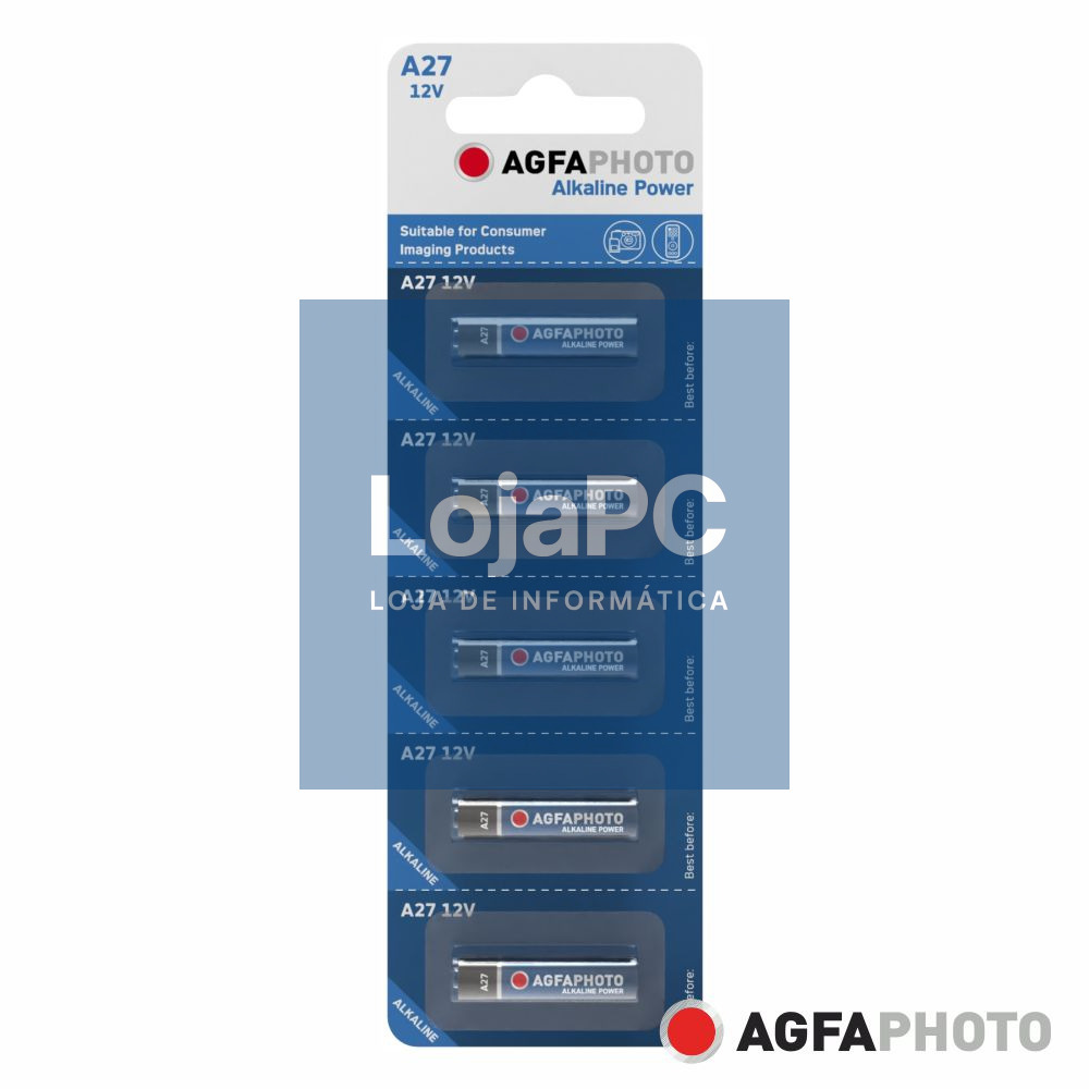 Pilha Alcalina LR27A/A27 12V 5x Blister POWER AGFAPHOTO
