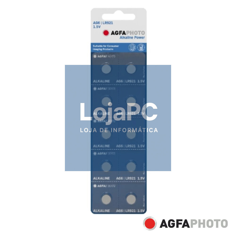 Pilha Botão Alcalina AG6 1.5V 10x Blister AGFAPHOTO
