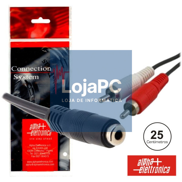 CABO JACK 3.5MM FÊMEA / 2-RCA MACHO 0.25M POLYBAG