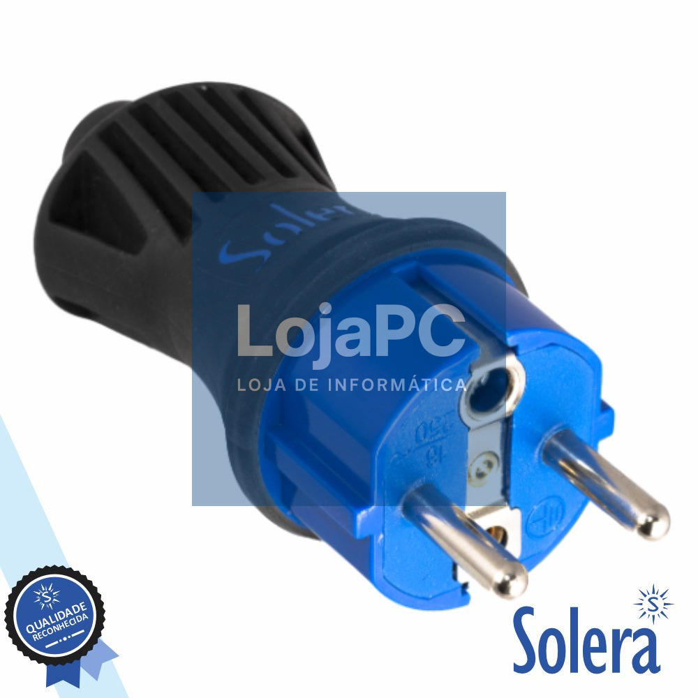 Ficha Schuko Macho 16a/250v IP44 Preto SOLERA