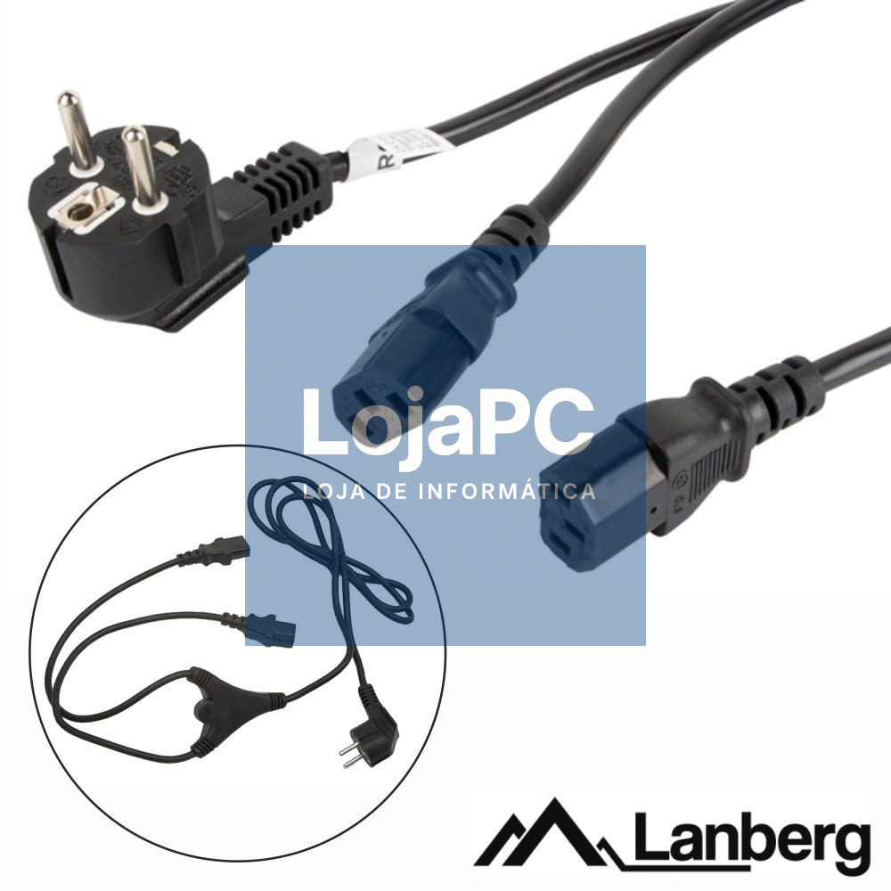 Cabo Alimentação p/ 2x IEC C13 Fêmea 2m LANBERG