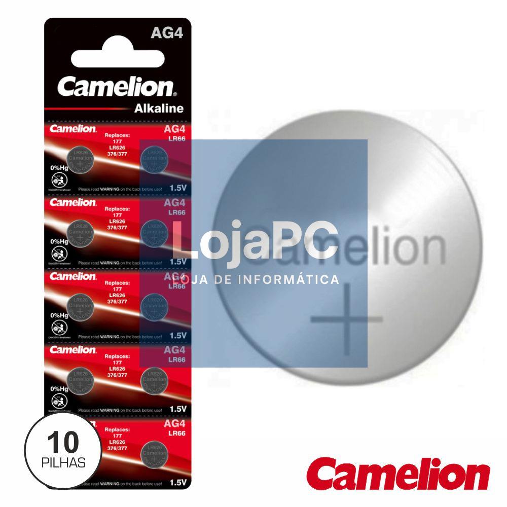 PILHA BOTÃO AG4 / LR626 1.5V 18MA 10X BLISTER CAMELION