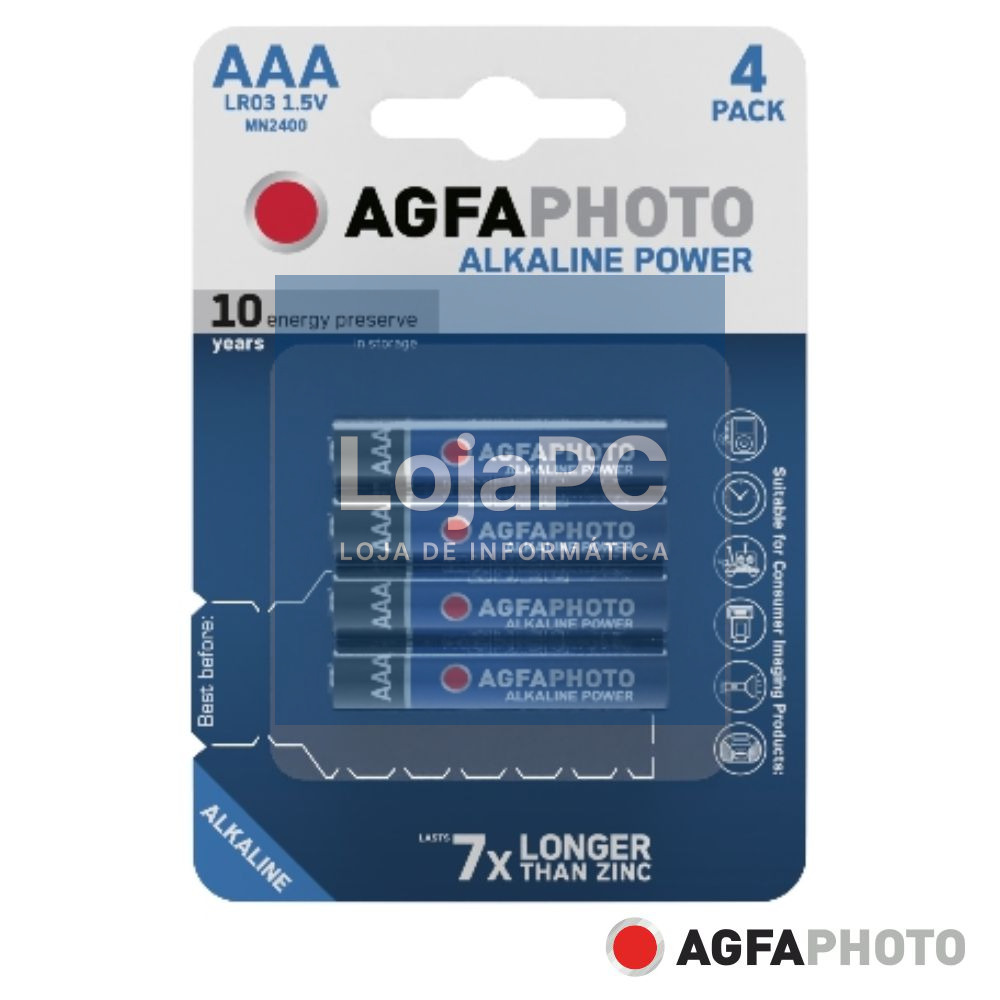 Pilha Alcalina LR03/AAA 1.5V 4x Blister POWER AGFAPHOTO