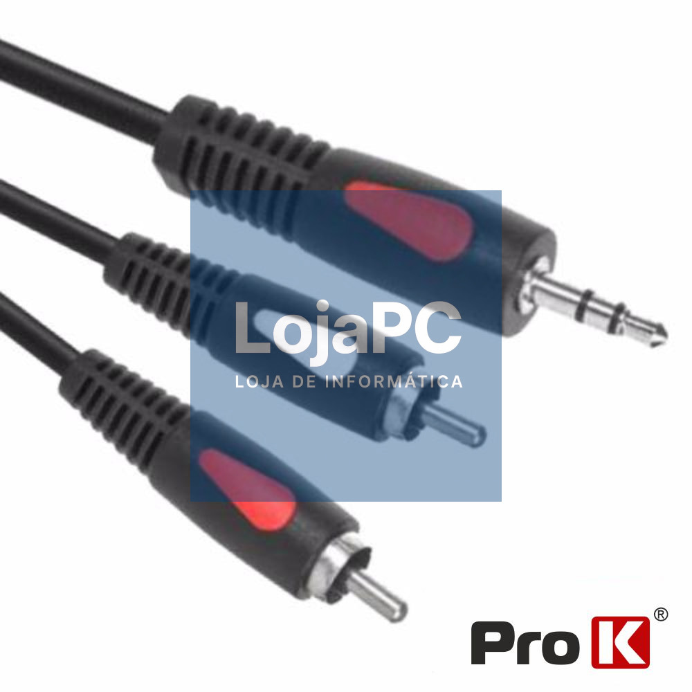 CABO JACK 3.5MM MACHO ST / 2-RCA MACHO 10M PROK