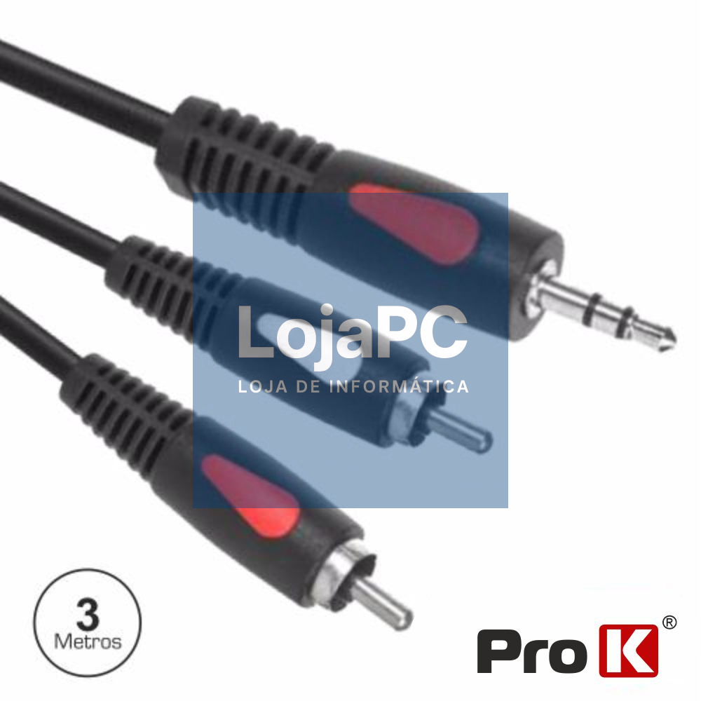 CABO JACK 3.5MM MACHO ST / 2-RCA MACHO 3M PROK