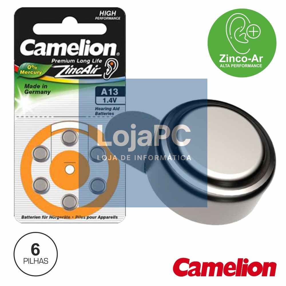 PILHA BOTÃO PR48 / A13 1.4V 280MA 6X BLISTER CAMELION