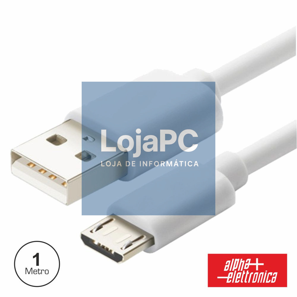 CABO USB-A 2.0 MACHO / MICRO USB-B 1M BRANCO ALPHA