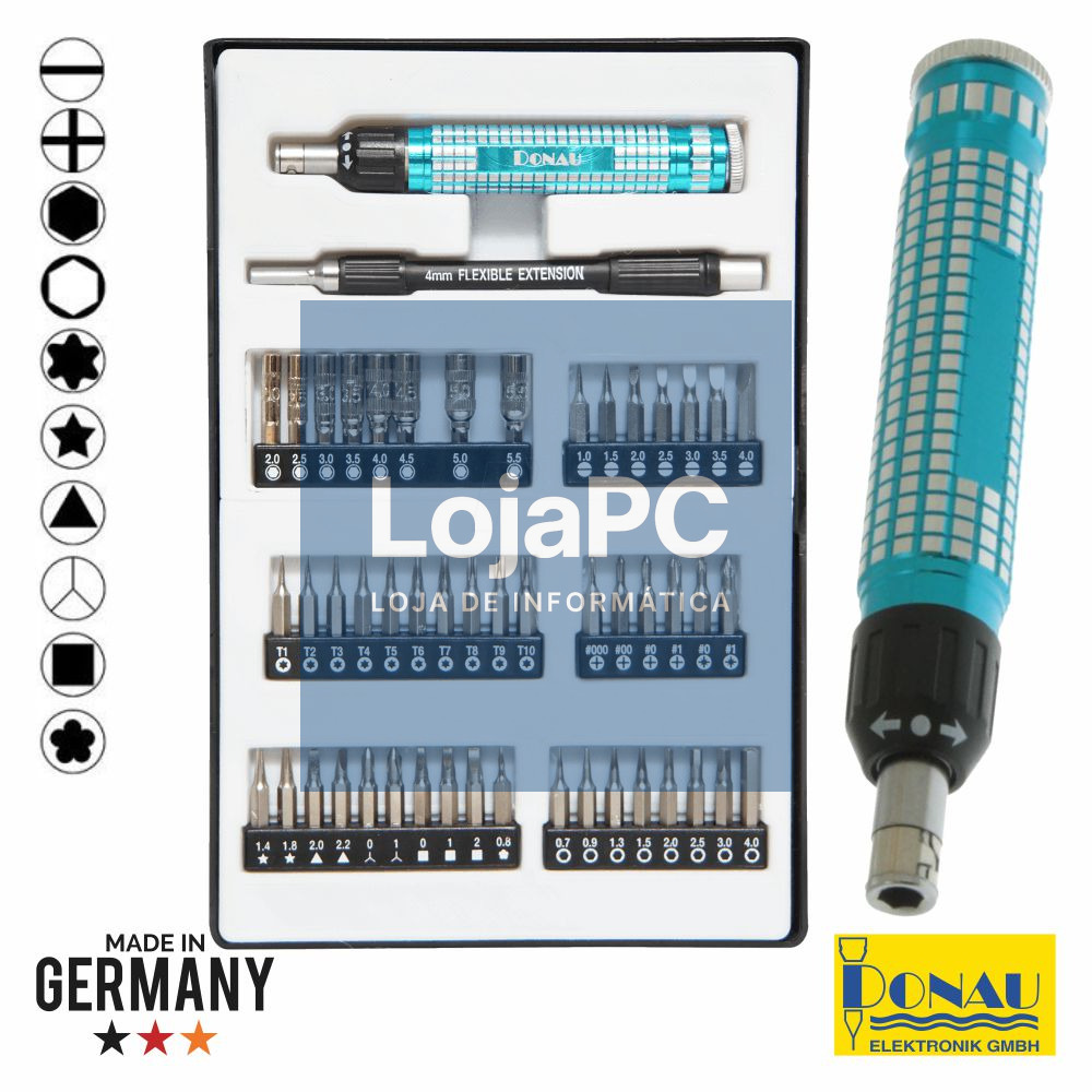 CONJUNTO DE CHAVE ROQUETE C/ 49 BITS E EXTENSOR DONAU