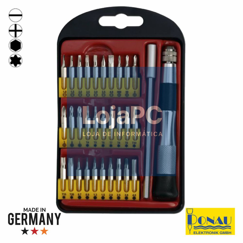 CONJUNTO DE CHAVE METÁLICA C/ 30 BITS E EXTENSOR DONAU