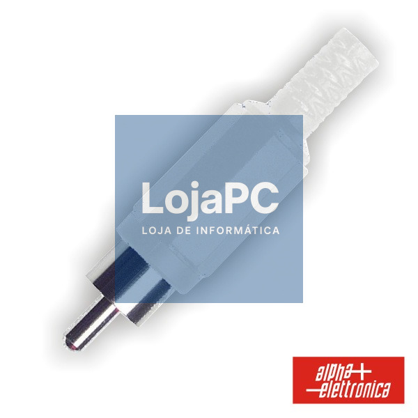 FICHA RCA MACHO BRANCA PVC C/ PROTEÇÃO DE CABO