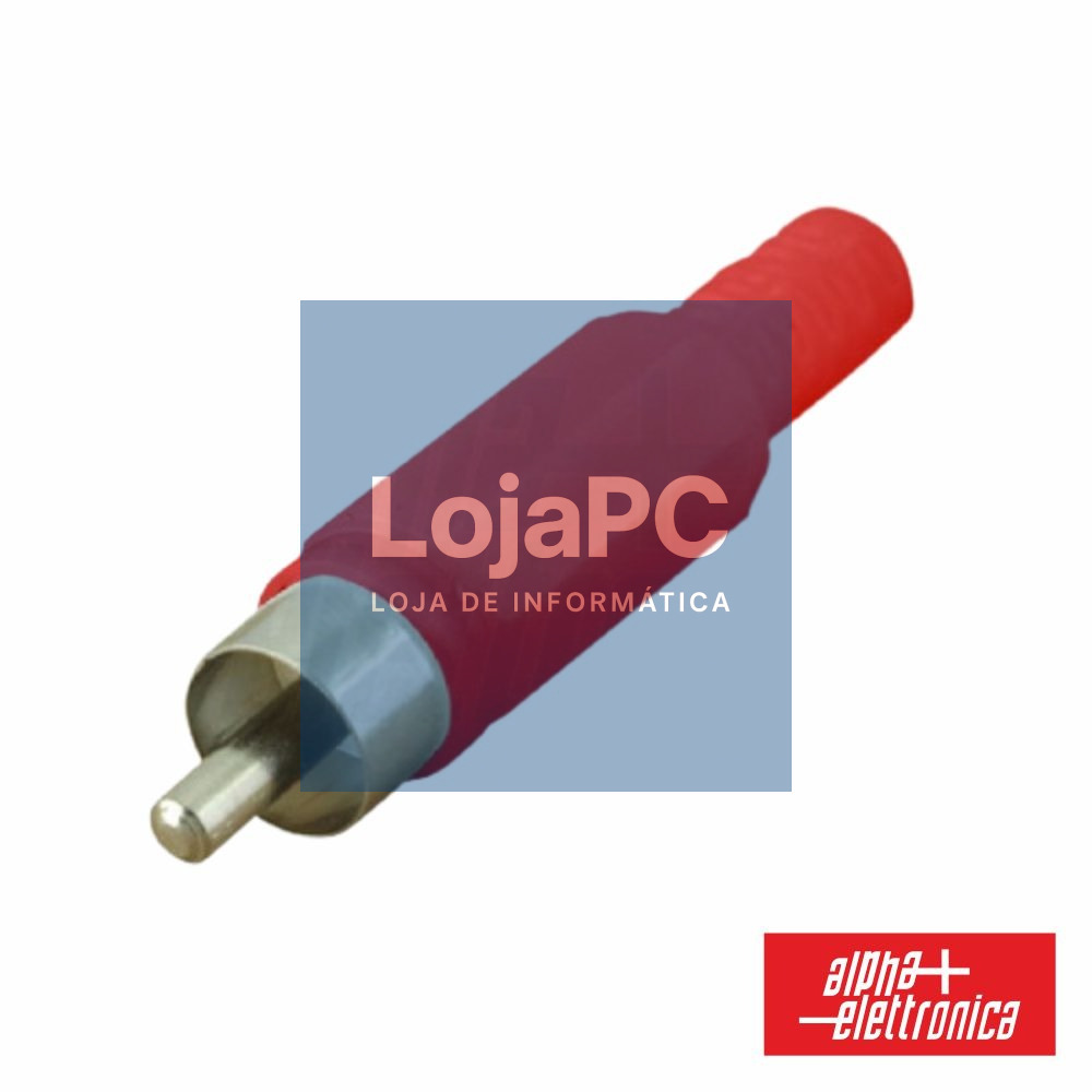 FICHA RCA MACHO VERMELHA PVC C/ PROTEÇÃO DE CABO