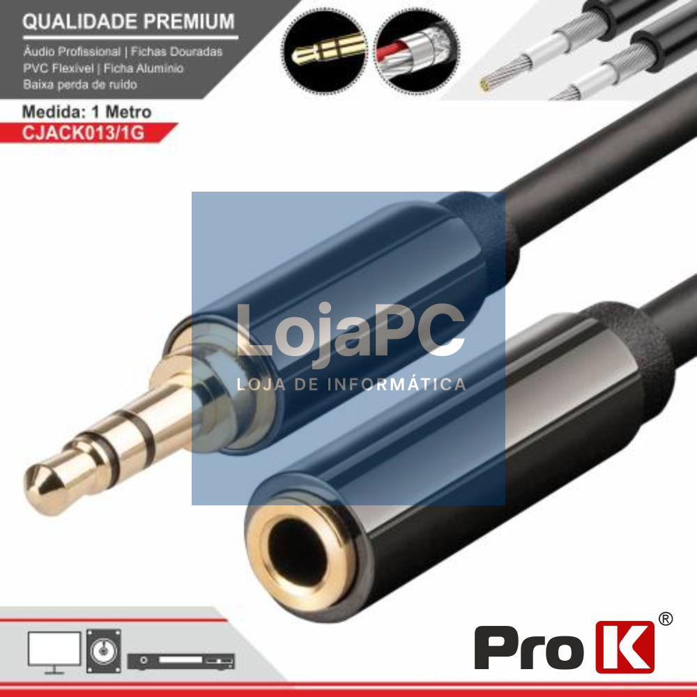 CABO JACK 3.5MM MACHO / JACK 3.5MM FEMEA 1M ST PROK