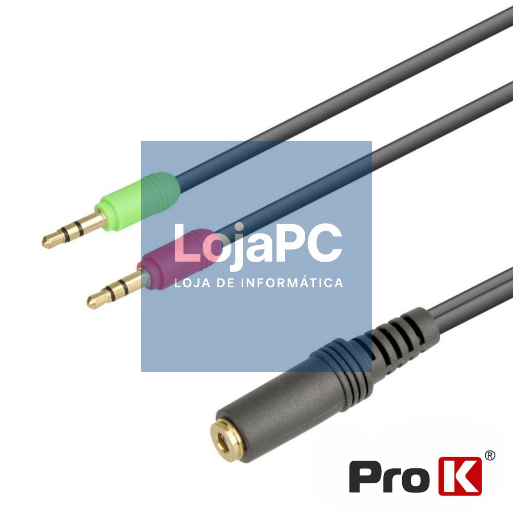 Cabo Jack 3.5mm Femea 4P / 2 Jack 3.5mm Macho Stereo 0.2m