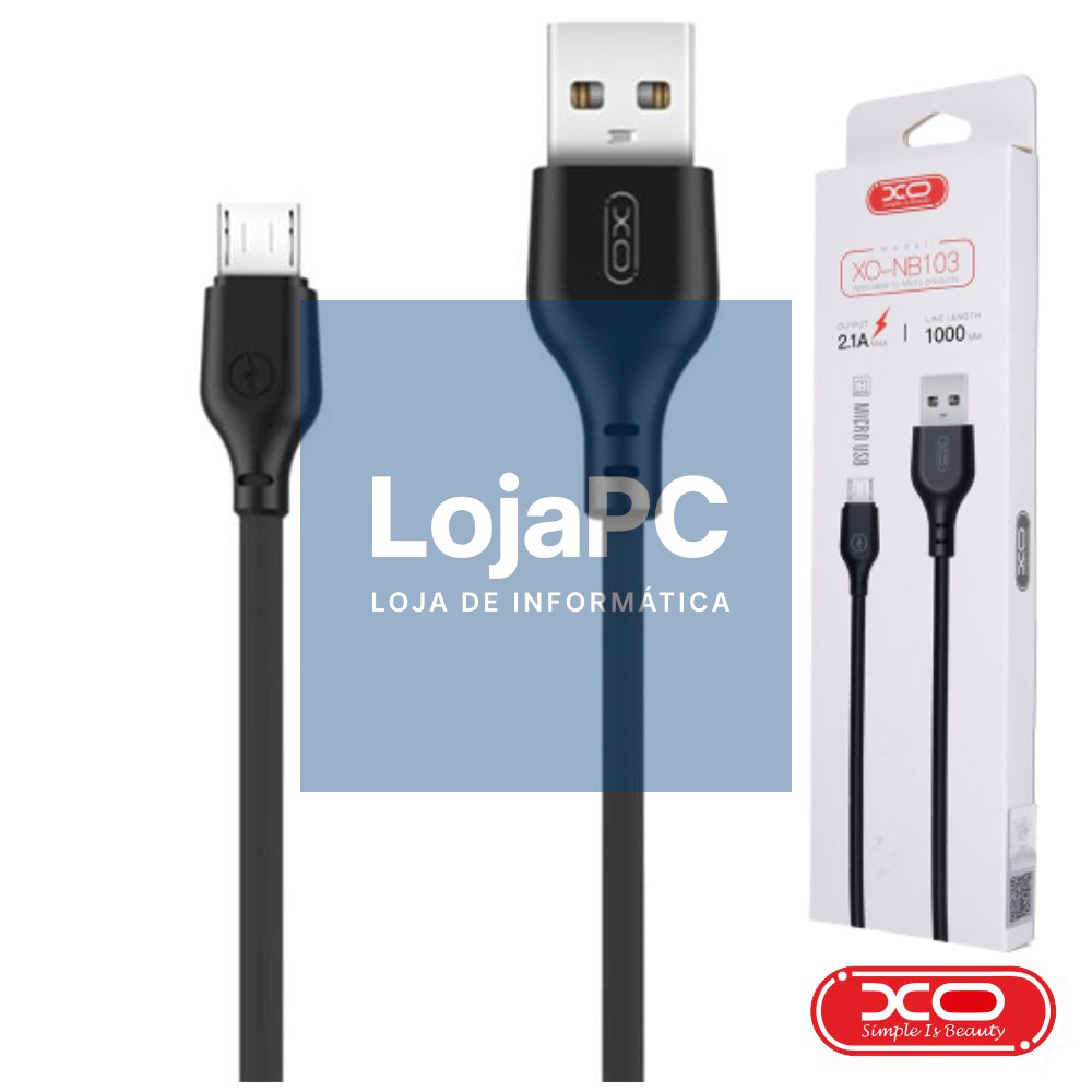 Cabo USB-A 2.0 Macho / Micro USB-B 2.1A 1M Preto XO