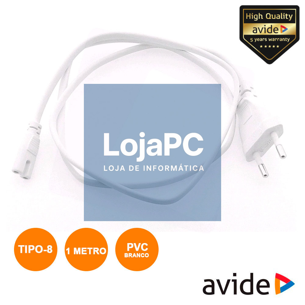 CABO ALIMENTAÇÃO AC PLANO / TIPO 8 IEC C7 1M AVIDE