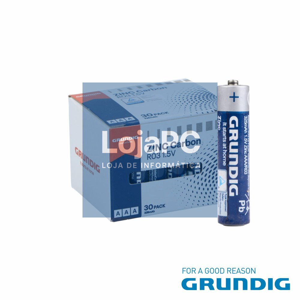 Pilha Zinco-Carvão R03/AAA 1.5V 30x GRUNDIG