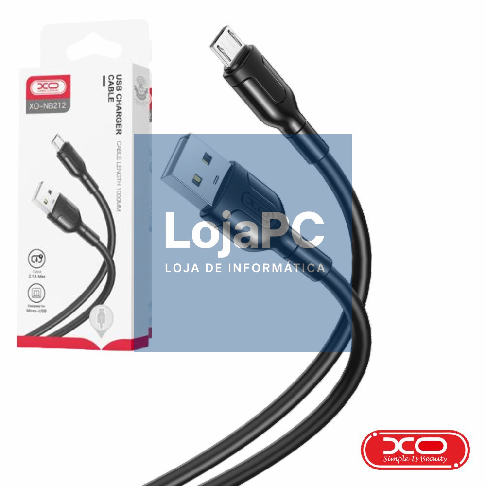Cabo USB-A 2.0 Macho / Micro-USB 2.1A Preto 1m XO