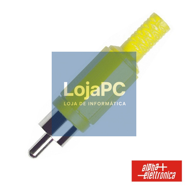 FICHA RCA MACHO AMARELA PVC C/ PROTEÇÃO DE CABO