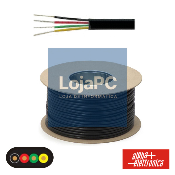 CABO TELEFONE 4 CONDUTORES 4x0.14MM DIM 5.00X2.55 PRETO