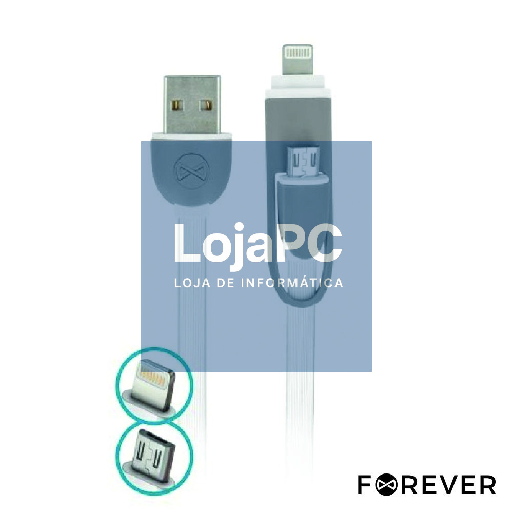 CABO USB-A 2.0 MACHO / MICRO USB-B E APPLE 8P 1M BRANCO