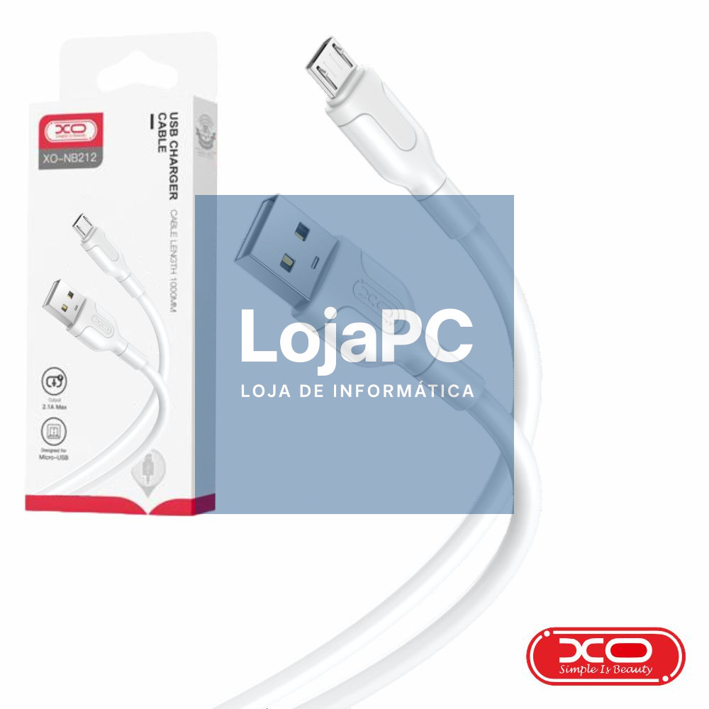 Cabo USB-A 2.0 Macho / Micro-USB 2.1A Branco 1m XO