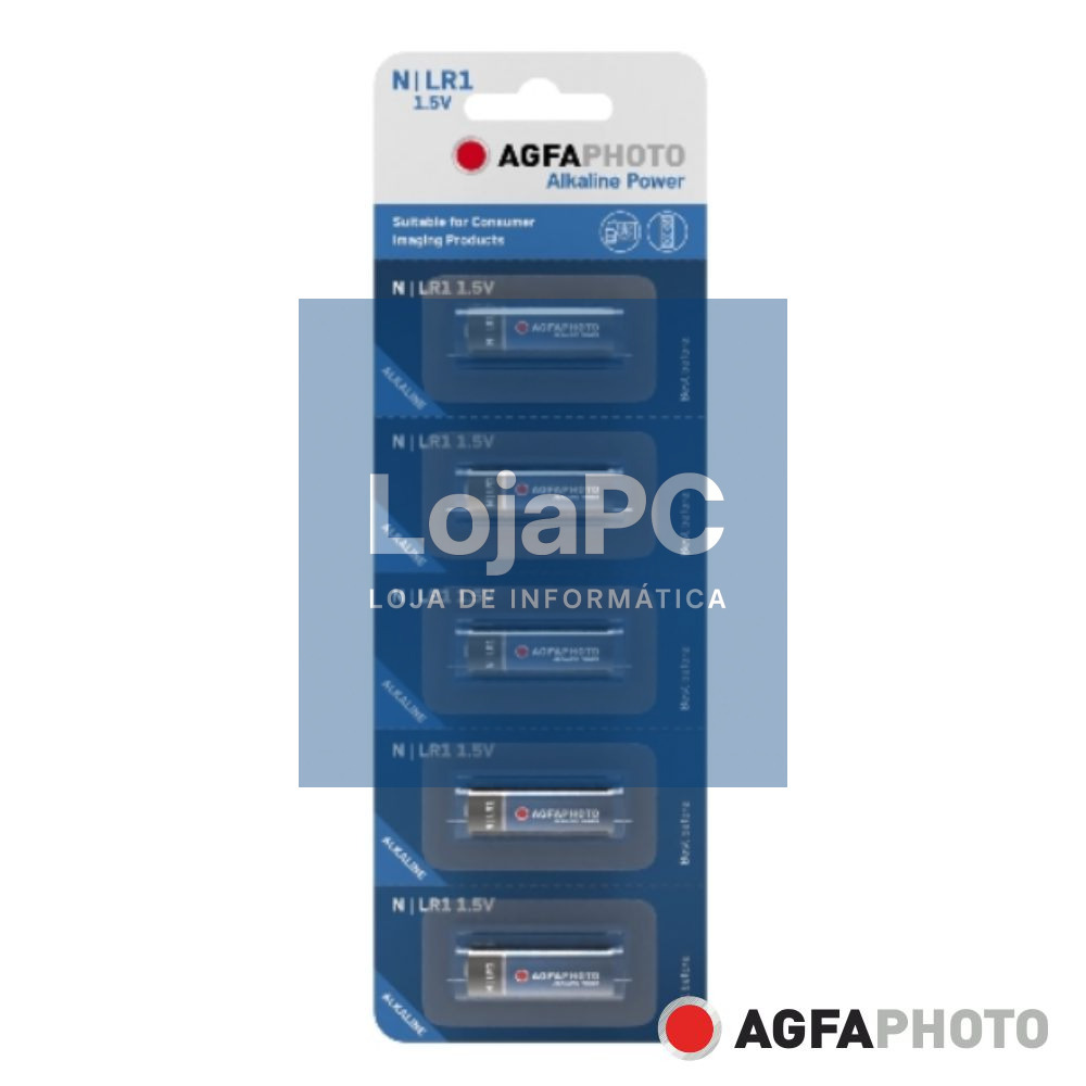 Pilha Alcalina LR1/N 1.5V 5x Blister POWER AGFAPHOTO