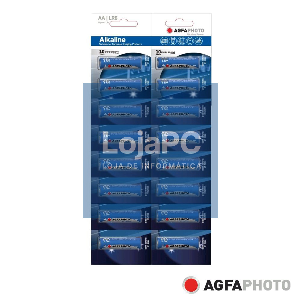 Pilha Alcalina LR6/AA 1.5V 16x Blister POWER AGFAPHOTO