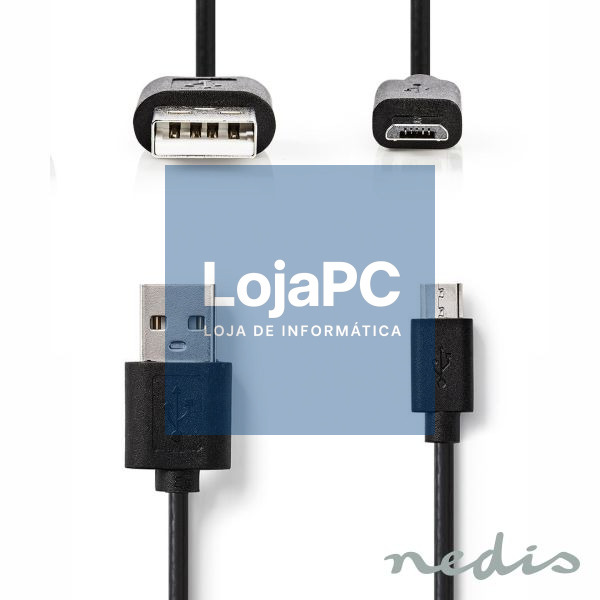 Cabo USB-A 2.0 Macho / Micro USB-B 5M Preto NEDIS