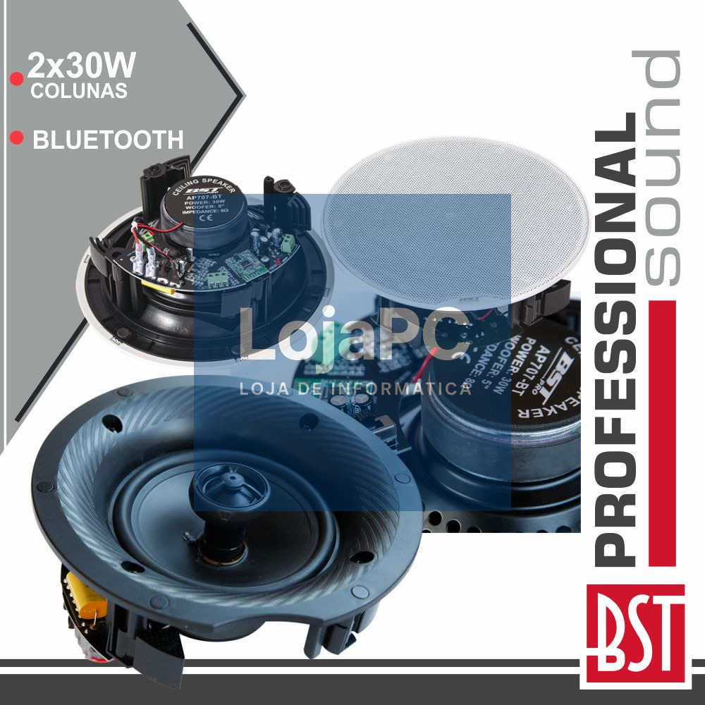 CONJUNTO 2 COLUNAS DE TECTO C/ BLUETOOTH 5.25" 30Wmáx BSTPRO