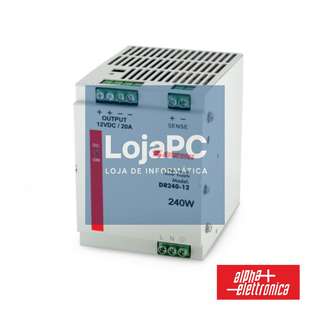 Fonte De Alimentação 12V 20A 240W DIN ALPHA