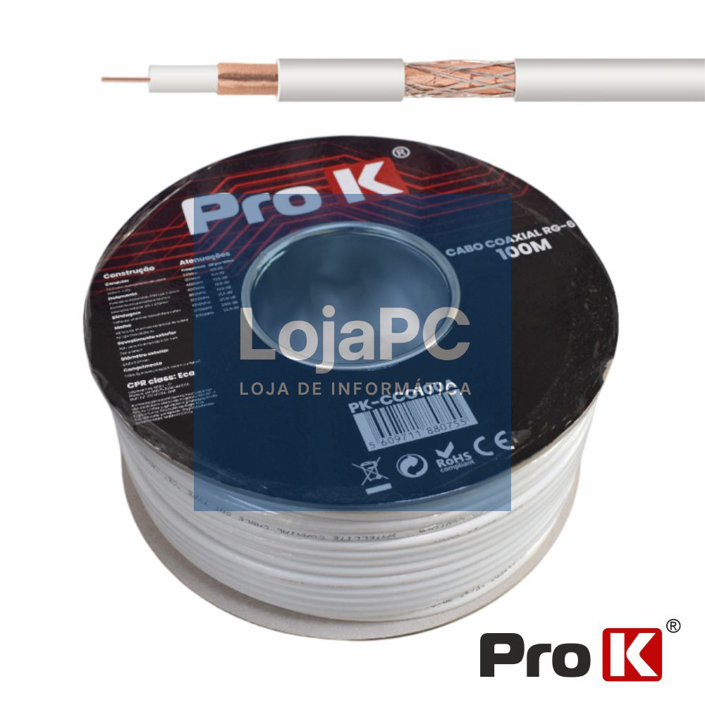 CABO COAXIAL 75 Ohm BRANCO PROK