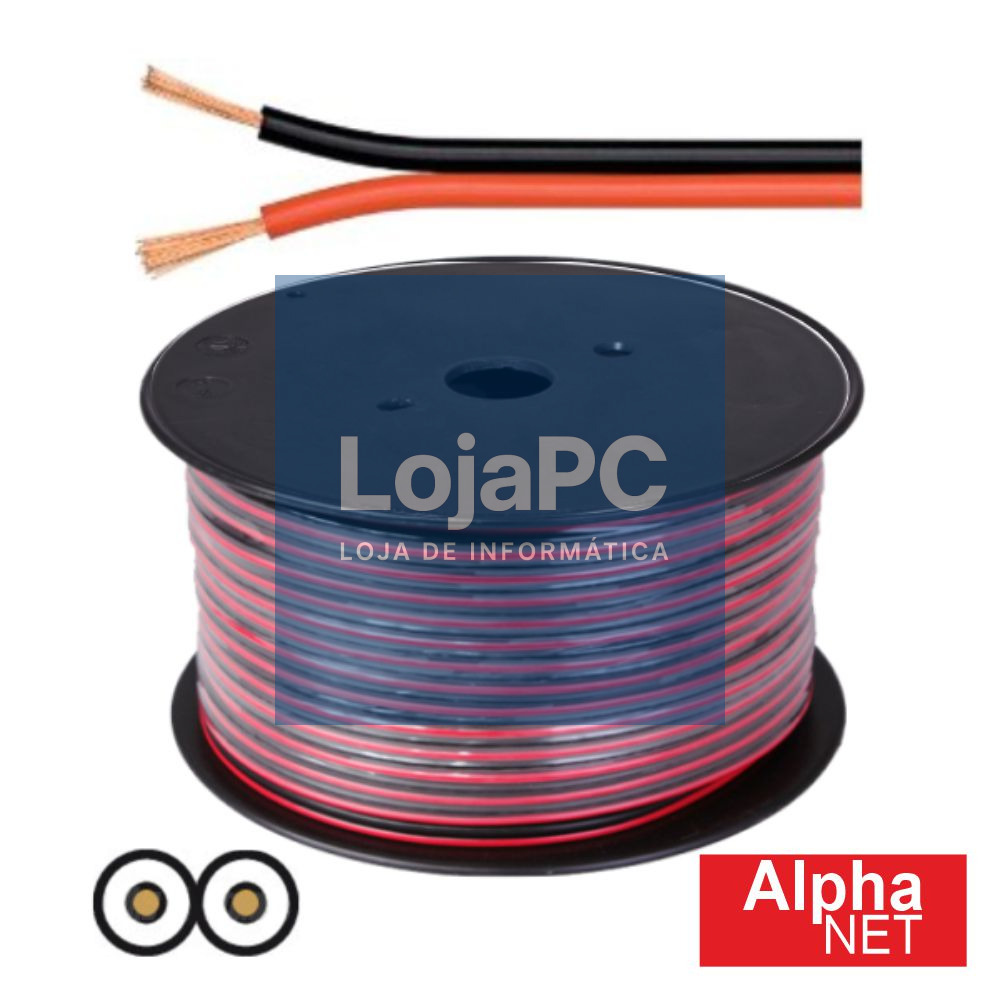 Cabo Coluna 2x1.50mm Preto/Vermelho ALPHANET