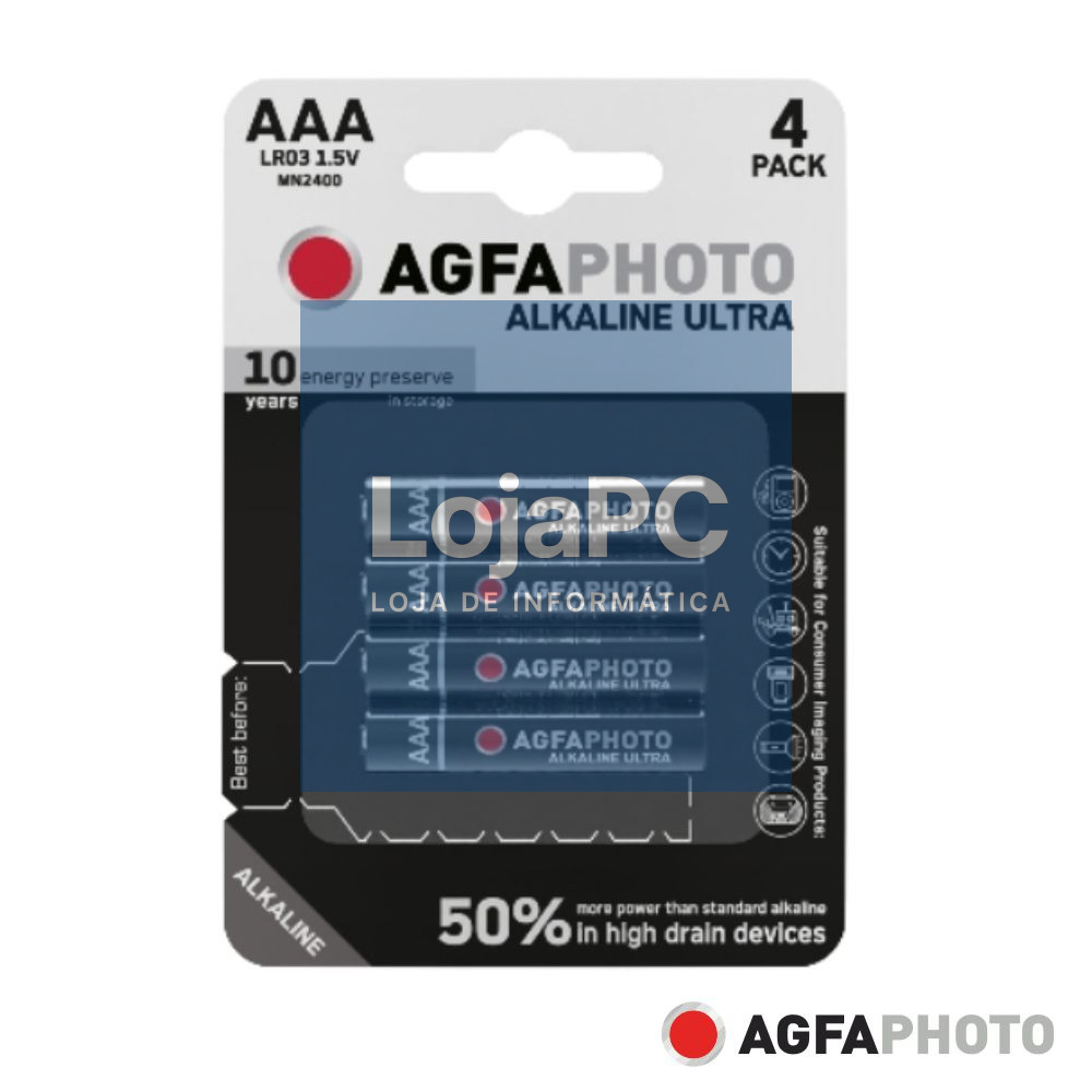 Pilha Alcalina LR03/AAA 1.5V 4x Blister ULTRA AGFAPHOTO