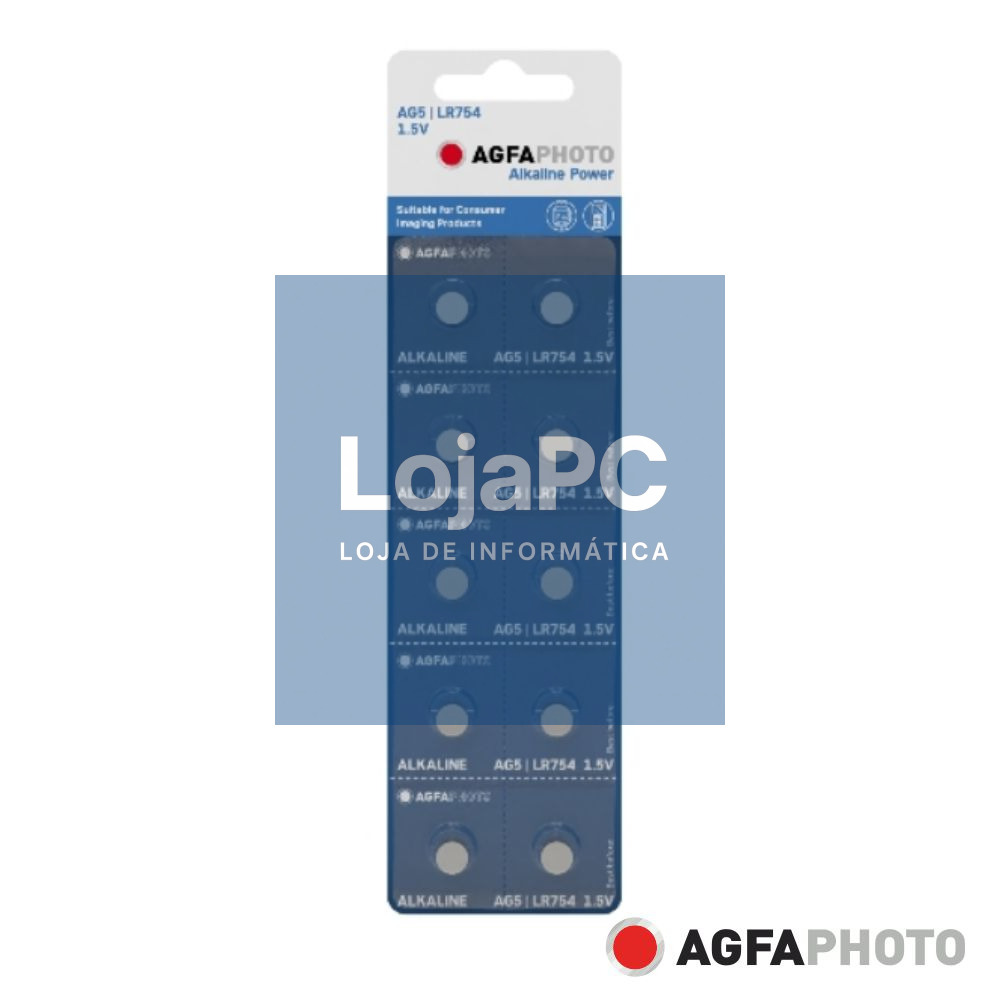 Pilha Botão Alcalina AG5 1.5V 10x Blister AGFAPHOTO