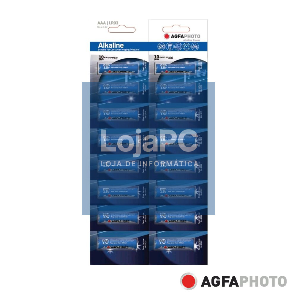 Pilha Alcalina LR03/AAA 1.5V 16x Blister POWER AGFAPHOTO
