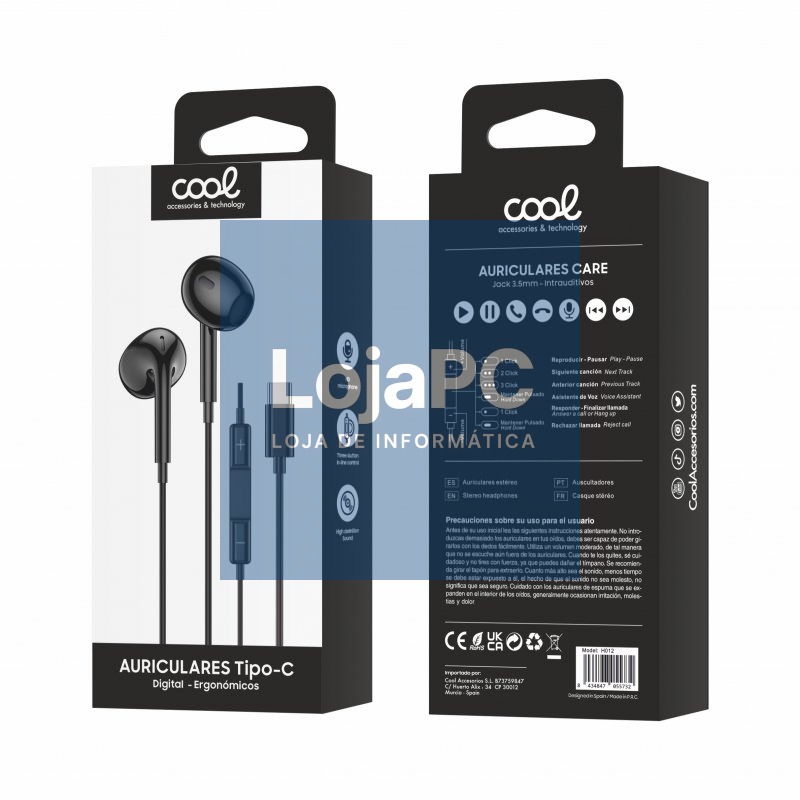 Headphones Button COOL Stereo Type-C With Mic (Digital) Black — imagem 2