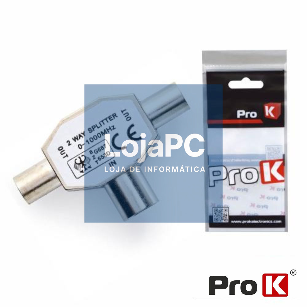 Ficha Coaxial Splitter Tripla 1 Fêmea / 2 Machos PROK