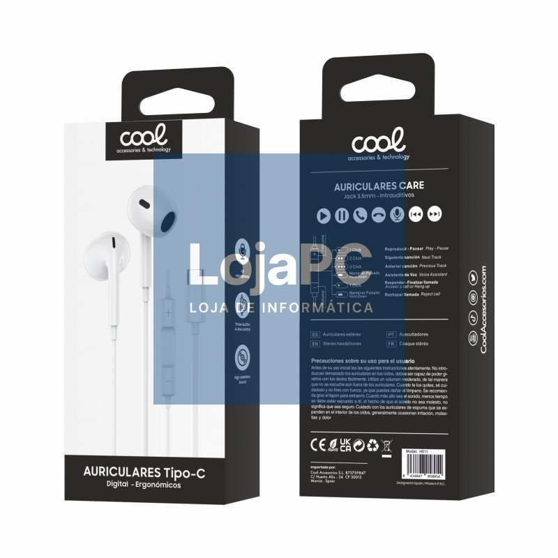 Headphones Button COOL Stereo Type-C With Mic (Digital) White — imagem 2