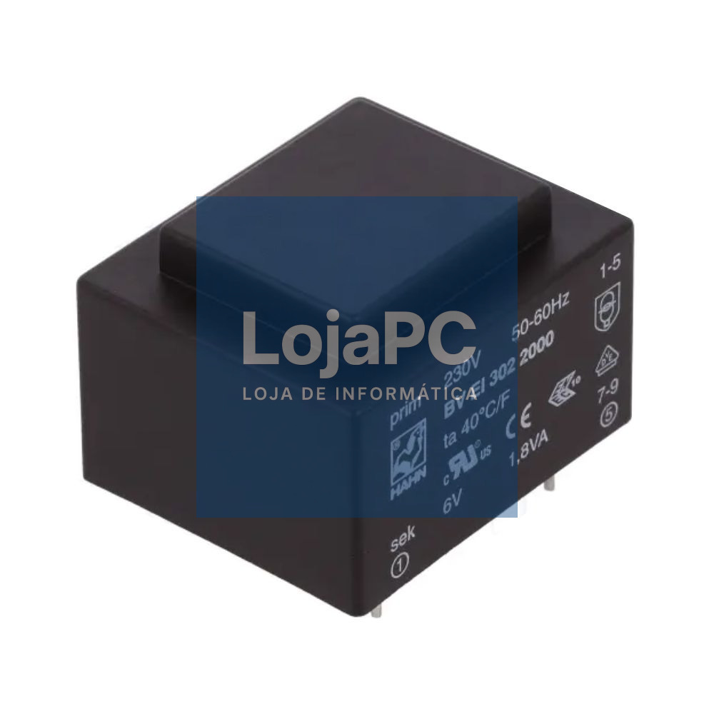 Transformador Encapsulado 1.8Va 1 X 6V / 1 X 0.300A VELLEMAN