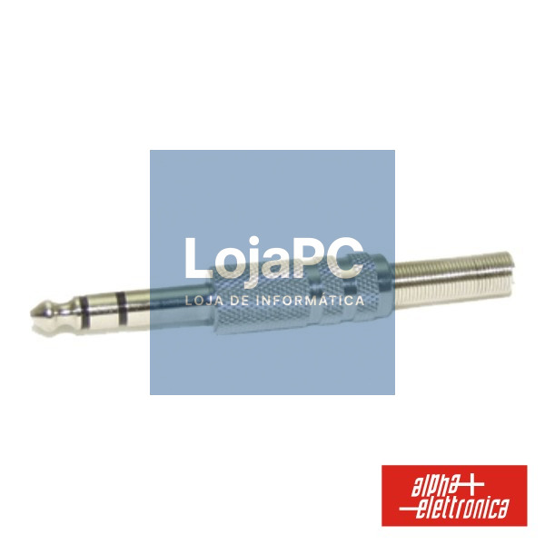 FICHA JACK 6.35MM MACHO STEREO C/ GUARDA CABO EM MOLA