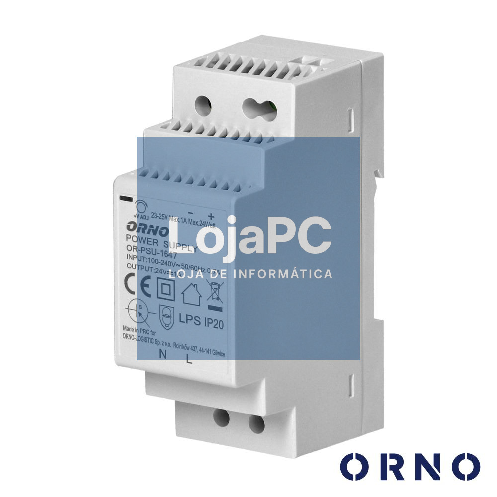 Fonte De Alimentação 24VDC 1A 24W DIN ORNO