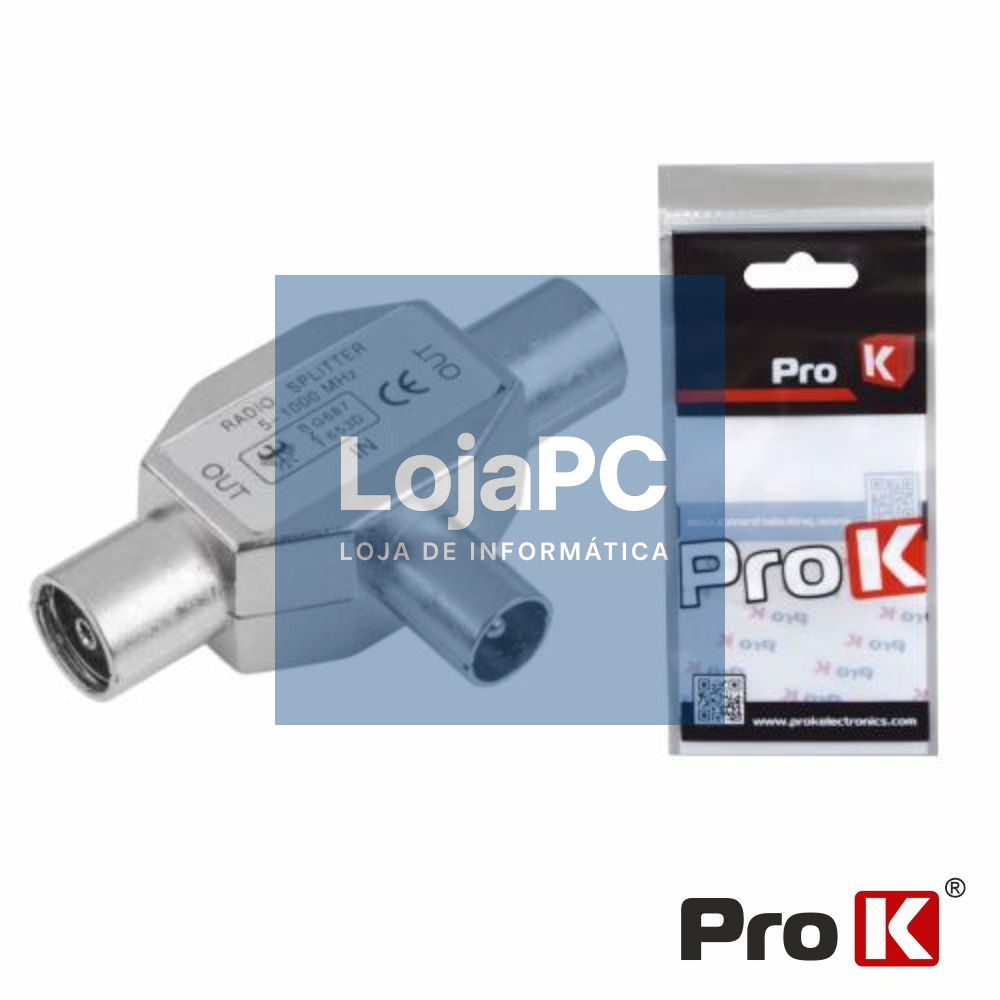 Ficha Coaxial Splitter Tripla 2 Fêmeas / 1 Macho PROK