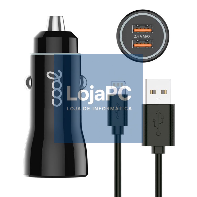 iPhone / iPad Car Charger Lightning connection (2 x USB) COOL
