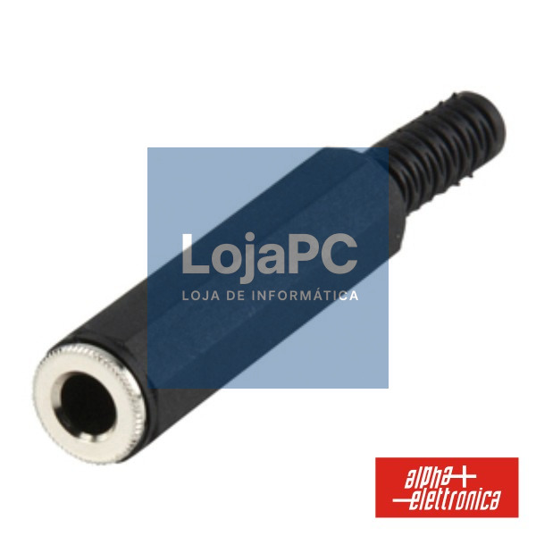 FICHA JACK 6.35MM FÊMEA STEREO COM PROTEÇÃO DE CABO