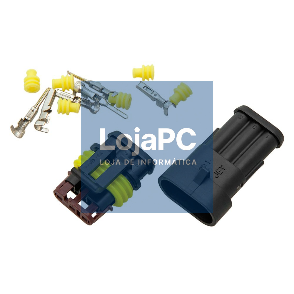 FICHA AUTOMOTIVA AMP 3 PINOS SUPERSEAL 1.5 C/ TERMINAIS IP67