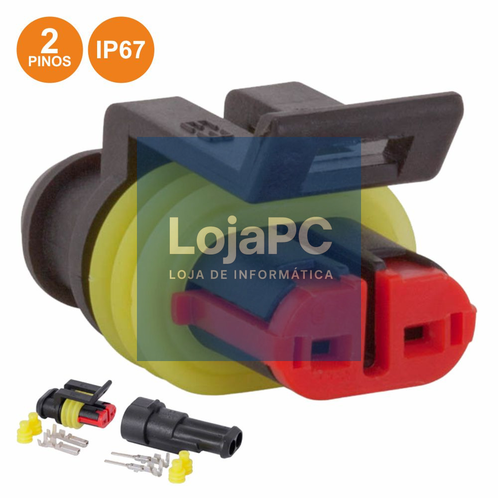 FICHA AUTOMATIVA AMP 2 PINOS SUPERSEAL 1.5 C/ TERMINAIS IP67