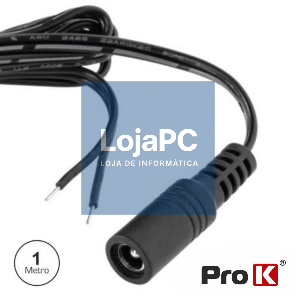 CABO ALIMENTAÇÃO DC MACHO 5.5X2.5MM 1M PROK