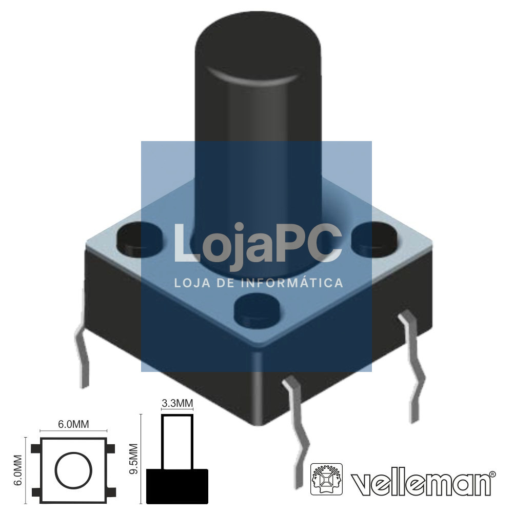 COMUTADOR MICRO SWITCH 6x6MM ALTURA 9.5MM VELLEMAN