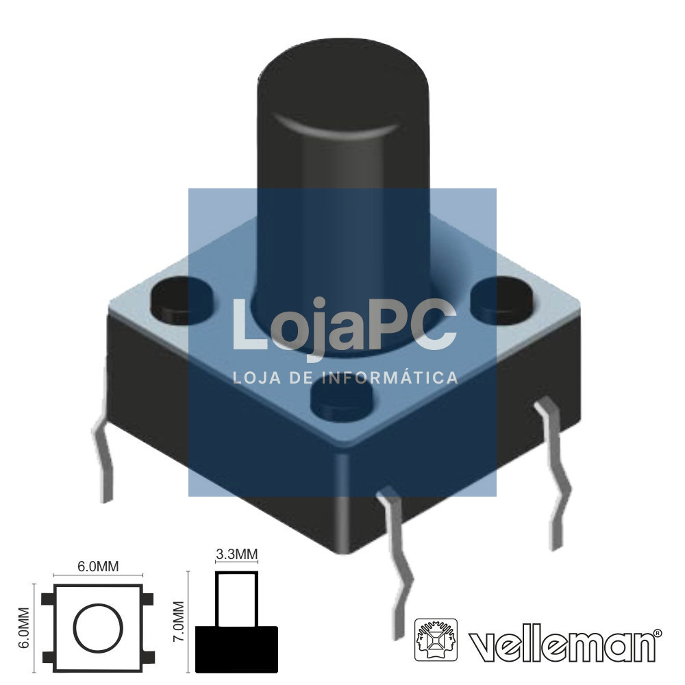 COMUTADOR MICRO SWITCH 6x6MM ALTURA 7MM VELLEMAN